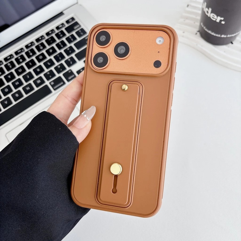 matte solid colour iphone 17 Pro Max phone case retractable Wristband 16 promax softcase full protection 15 14 pro iphone casing