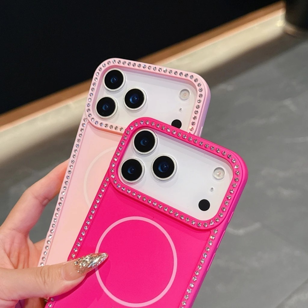 case iphone 17 16 15 14 13 promax pro soft magnetic diamond full cover strap tali handle