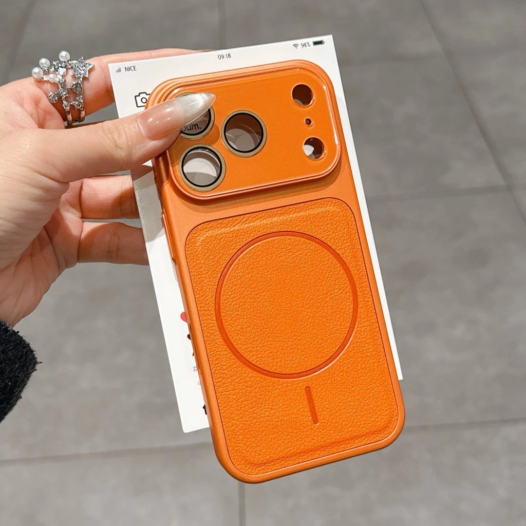 case iphone 17 16 15 14 13 promax pro soft leather magnetic full camera cover protection casing