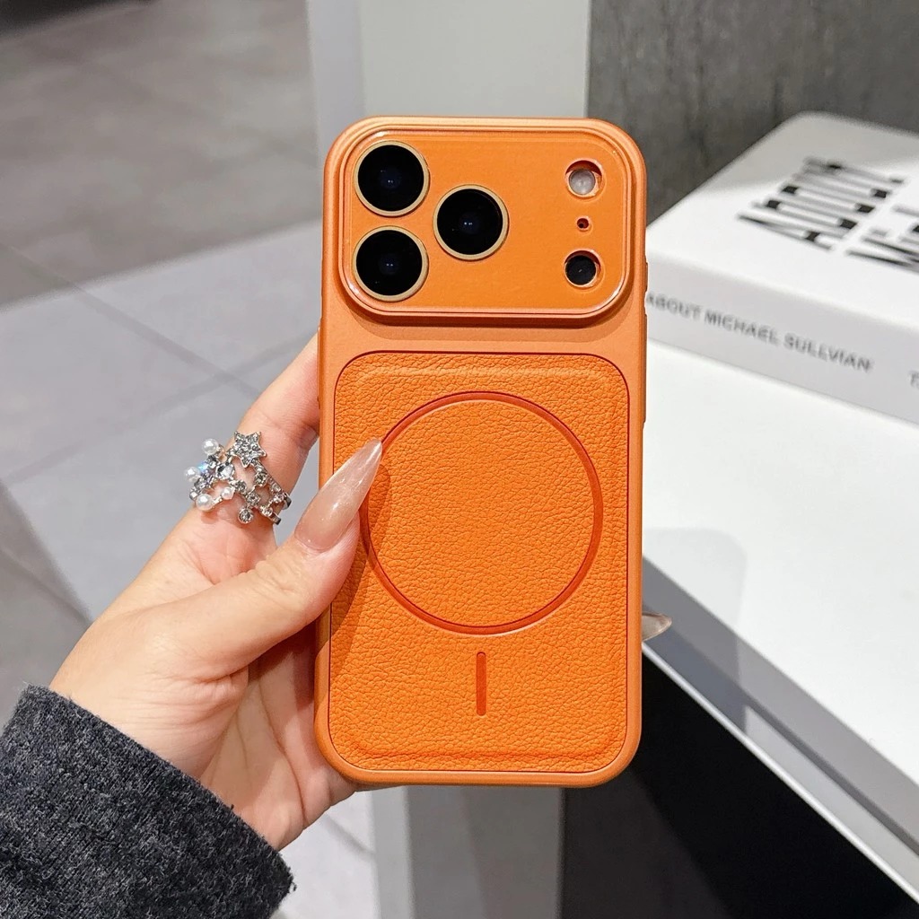 case iphone 17 16 15 14 13 promax pro soft leather magnetic full camera cover protection casing