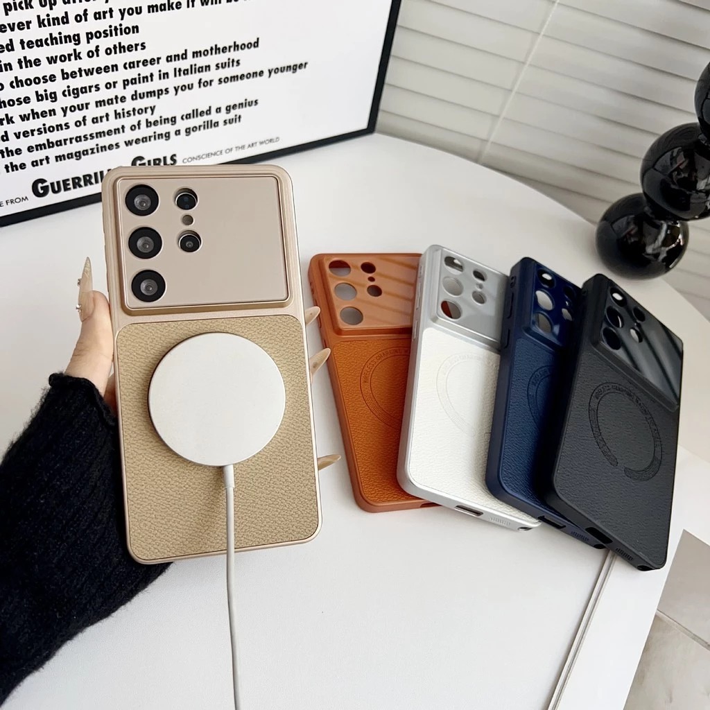 Samsung s26 S25 s24 ultra plus fe case leather magnetic soft full cover protective casing