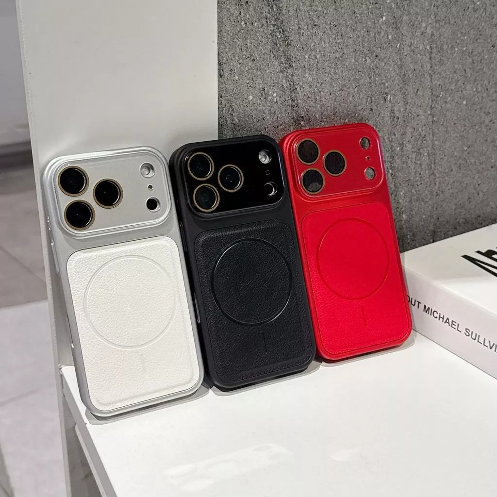 case iphone 17 16 15 14 13 promax pro soft leather magnetic full camera cover protection casing