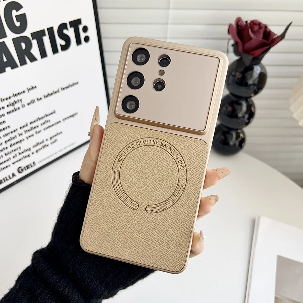 Samsung s26 S25 s24 ultra plus fe case leather magnetic soft full cover protective casing