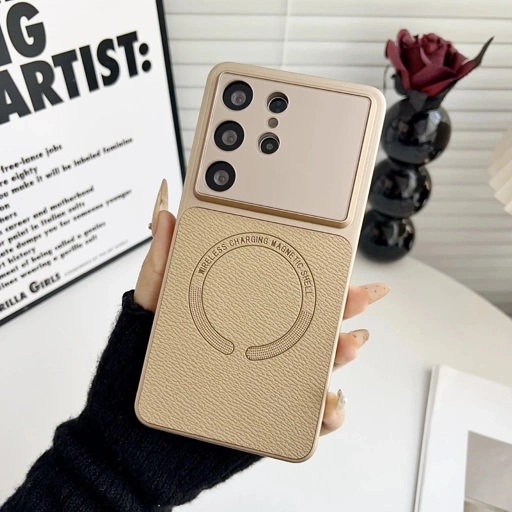 Image of Samsung s26 S25 s24 ultra plus fe case leather magnetic soft full cover protective casing