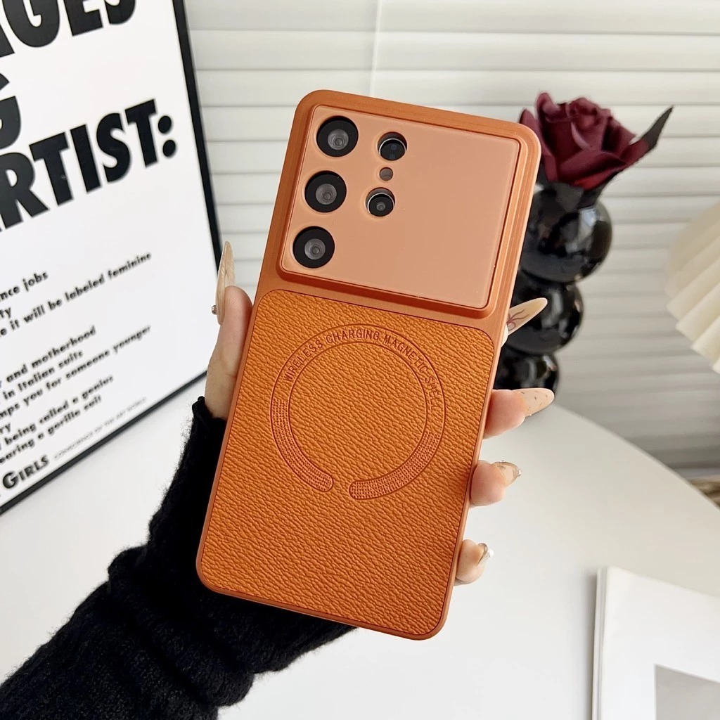 Samsung s26 S25 s24 ultra plus fe case leather magnetic soft full cover protective casing