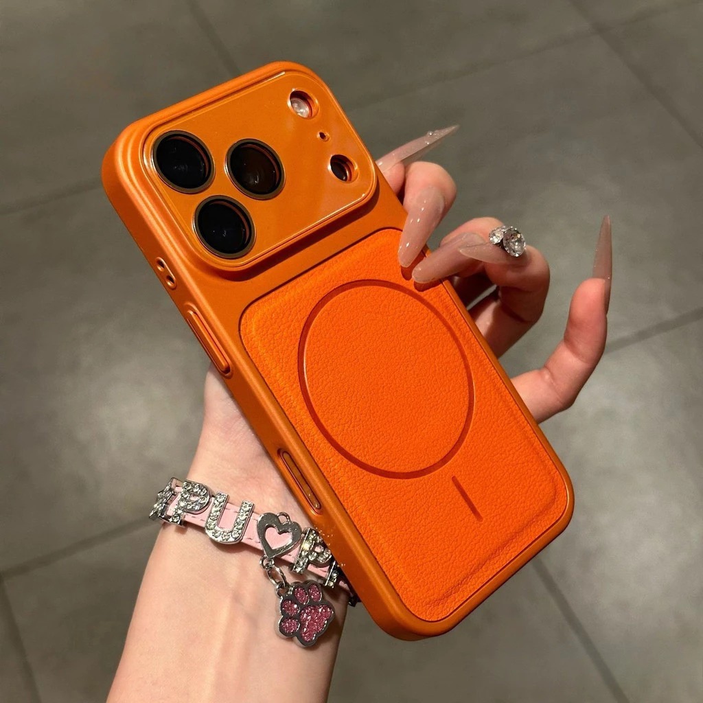 case iphone 17 16 15 14 13 promax pro soft leather magnetic full camera cover protection casing
