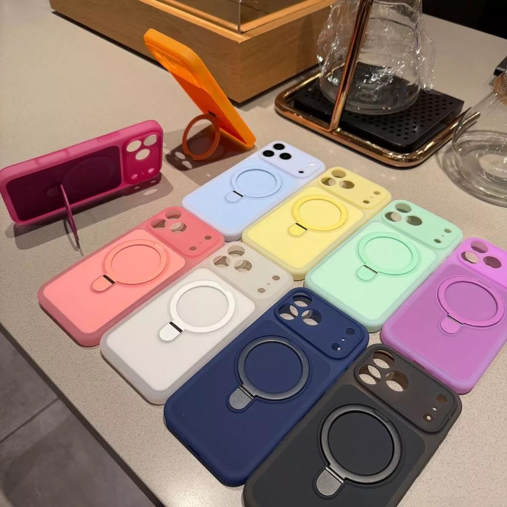 iphone 17 promax 16 15 promax pro case frosted matte magnetic ring stand full cover protection casing