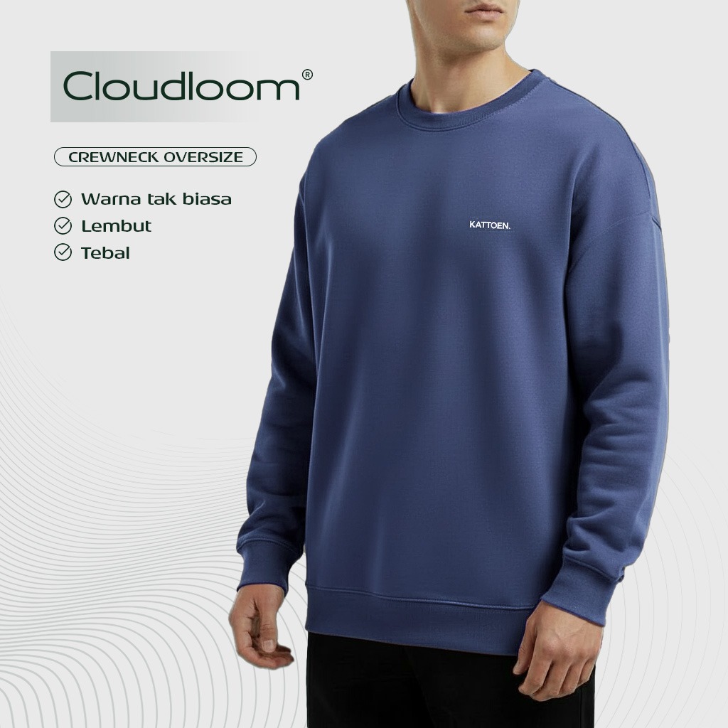 Kattoen - Cloudloom Crewneck Sweater Purple Blue - Ungu Biru Tua 280 Gsm