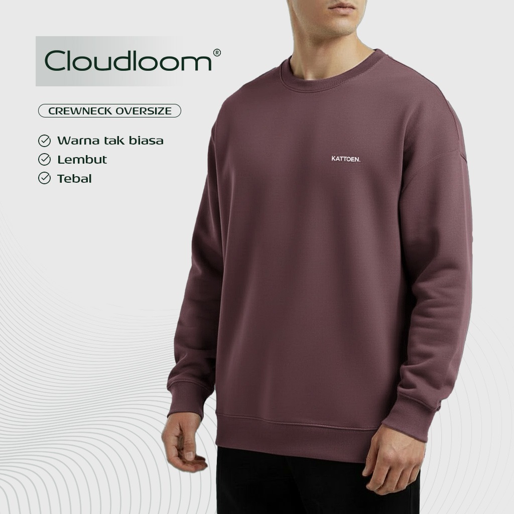 Kattoen - Cloudloom Crewneck Sweater Maven Purple Brown - Ungu Coklat Tua 280 Gsm