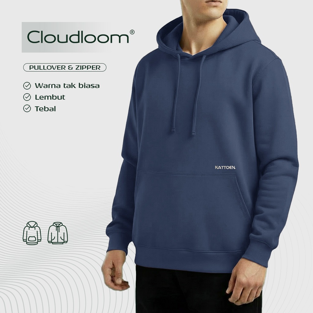 Kattoen - Cloudloom Jaket Jumper Hoodie Polos Purple Blue - Biru Ungu Tua  280 Gsm