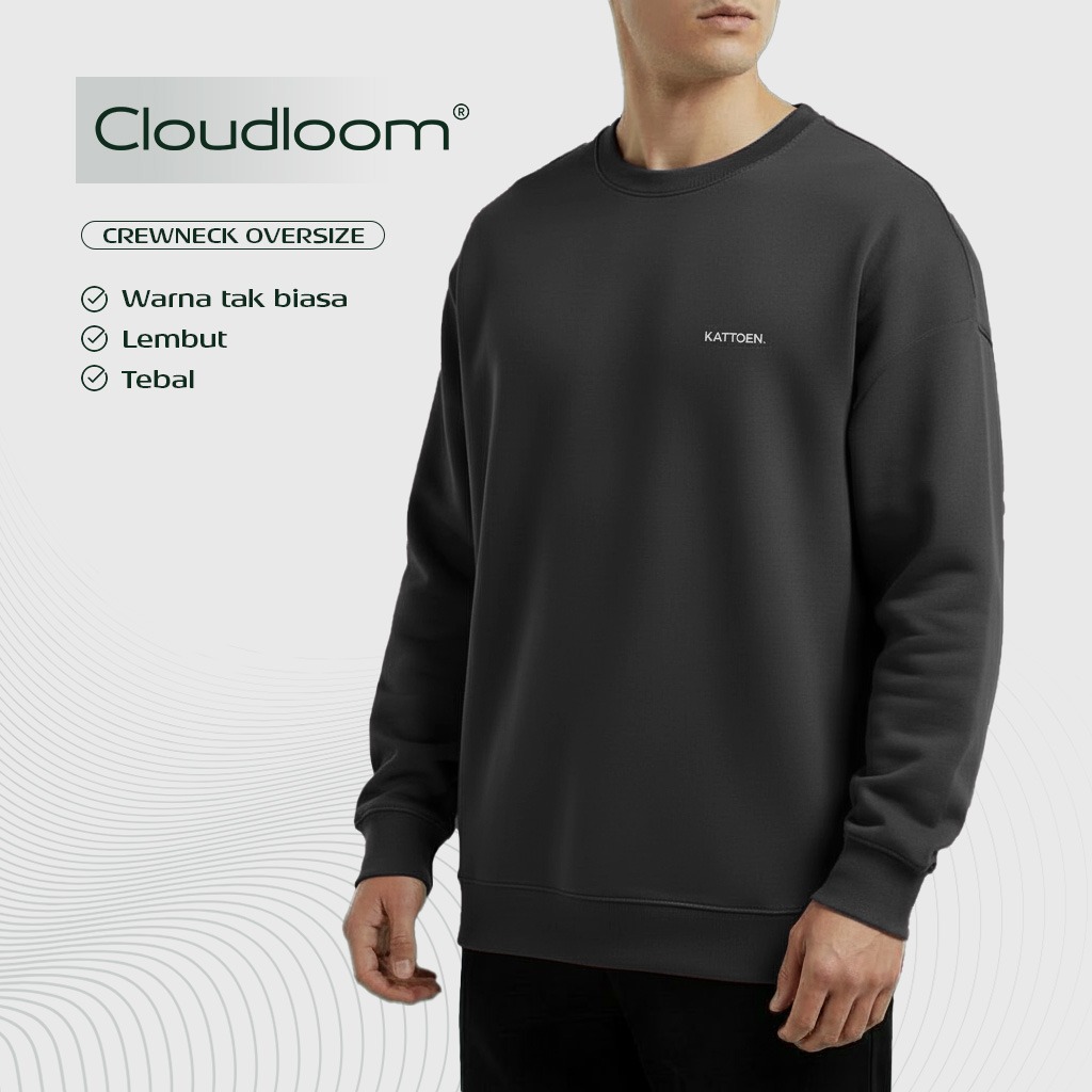 Kattoen - Cloudloom Crewneck Sweater Carbon Grey - Abu-abu Tua 280 Gsm