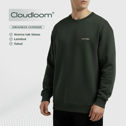 Kattoen - Cloudloom Crewneck Sweater Old Army Green - Hijau Army Tua 280 Gsm