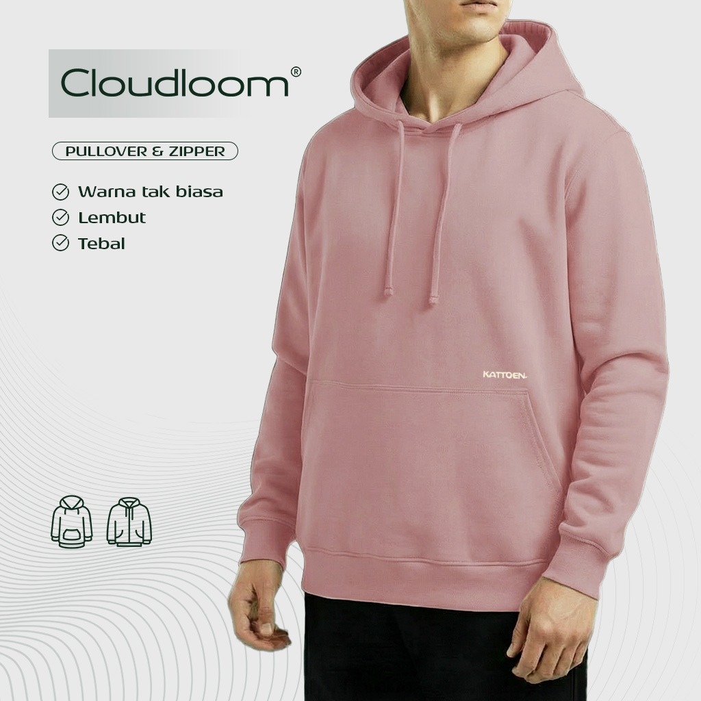 Kattoen - Cloudloom Jaket Jumper Hoodie Polos Primrose Pink - Merah Muda 280 Gsm