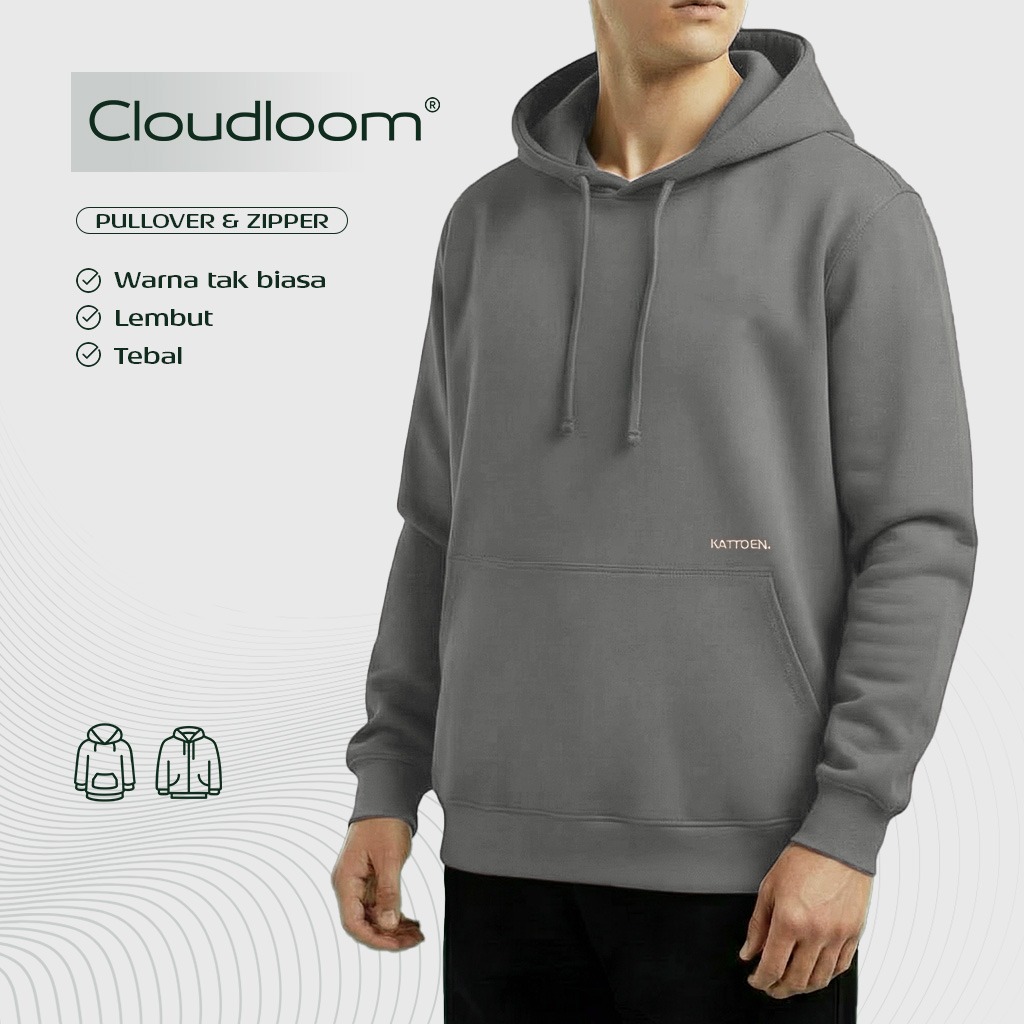 Kattoen - Cloudloom Jacket Jumper Hoodie Polos Silva Grey - Abu-Abu Muda 280 Gsm