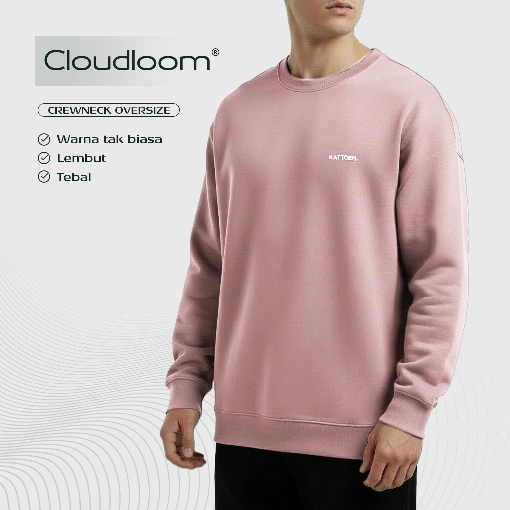 Kattoen - Cloudloom Crewneck Sweater Primrose Pink - Merah Muda 280 Gsm