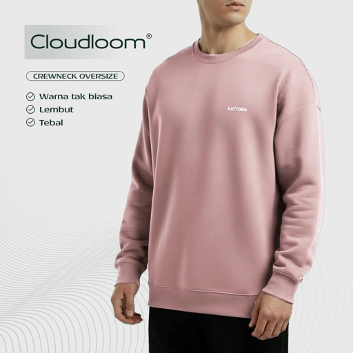 Image of Kattoen - Cloudloom Crewneck Sweater Primrose Pink - Merah Muda 280 Gsm