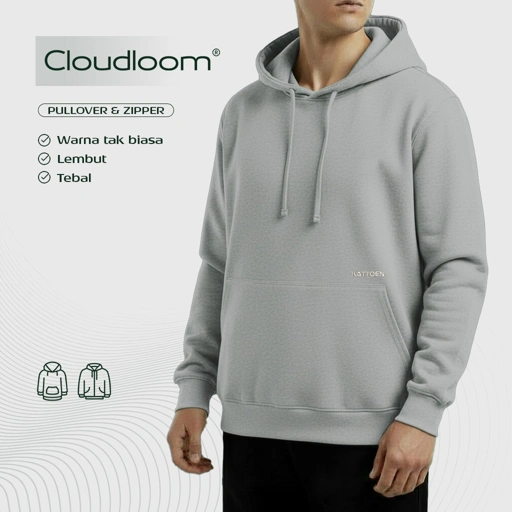 Image of Kattoen - Cloudloom Jaket Jumper Hoodie Polos Grey Misty - Abu-Abu Misty 280 Gsm