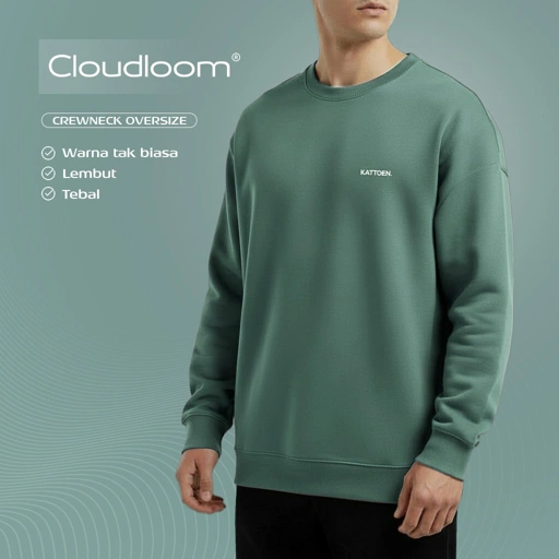 Image of Kattoen - Cloudloom Crewneck Sweater Algae 280 Gsm