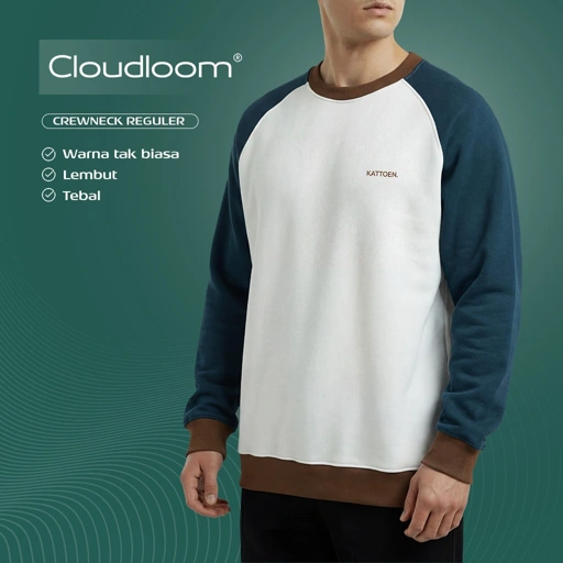 Image of Kattoen - Cloudloom Crewneck Sweater Twotone Pine Cone 270 Gsm