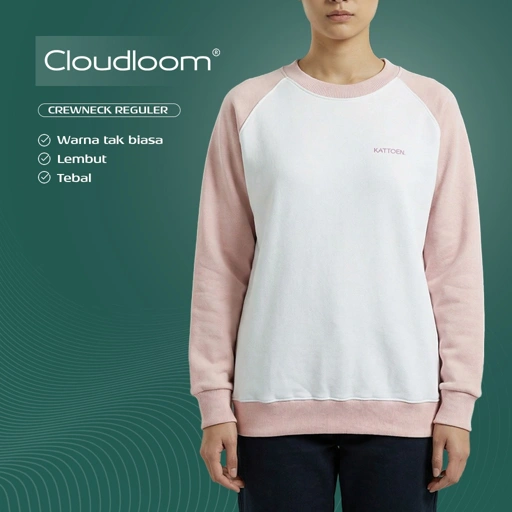 Image of Kattoen - Crewneck Cloudloom Sweater Twotone Primrose cone 270 Gsm