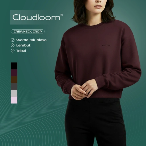 Image of Kattoen - Cloudloom Crop Crewneck Sweater Oversize Polos Series 290Gsm