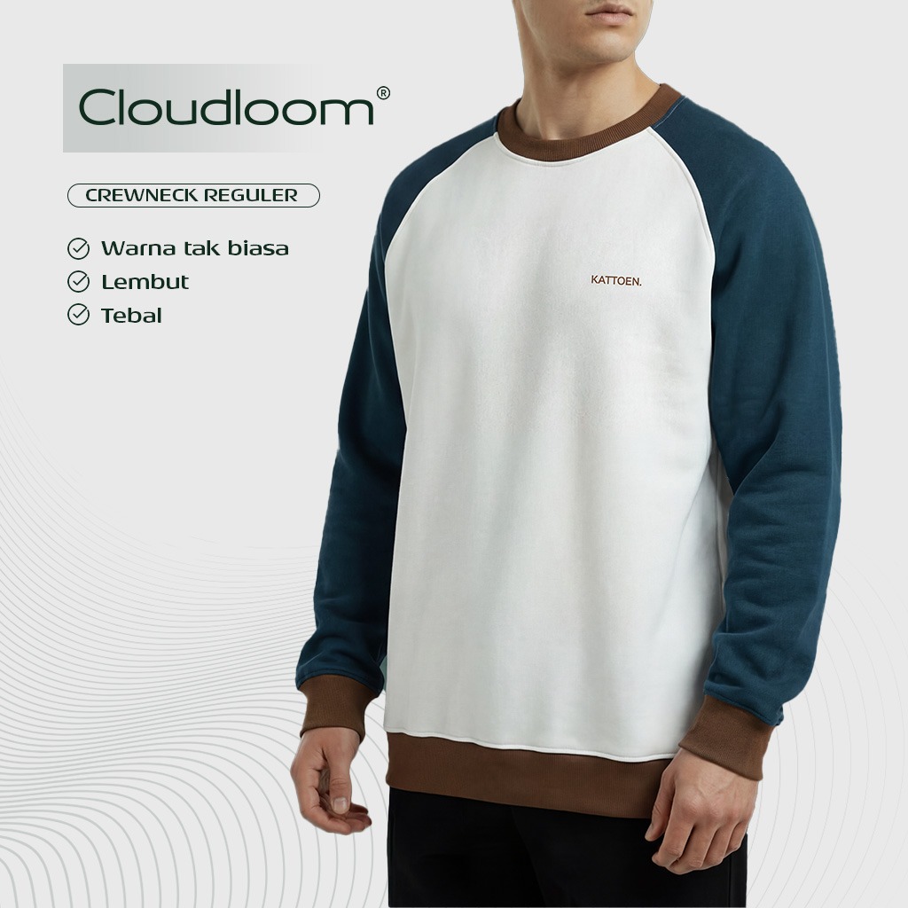 Kattoen - Cloudloom Crewneck Sweater Twotone Pine Cone 270 Gsm