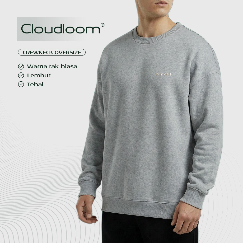 Kattoen - Cloudloom Crewneck Sweater Grey Misty - Abu-Abu Misty 280 Gsm