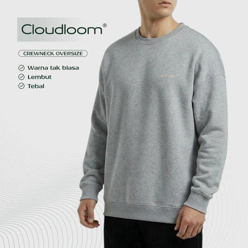 Image of Kattoen - Cloudloom Crewneck Sweater Grey Misty - Abu-Abu Misty 280 Gsm