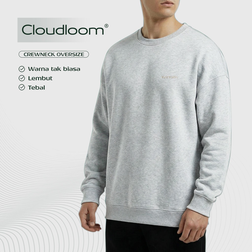 Kattoen - Cloudloom Crewneck Sweater White Mist - Putih Misty 280 Gsm
