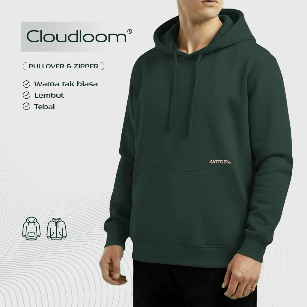 Kattoen - Cloudloom Jaket Jumper Hoodie Polos Old Green Army - Hijau Army Tua 280 Gsm