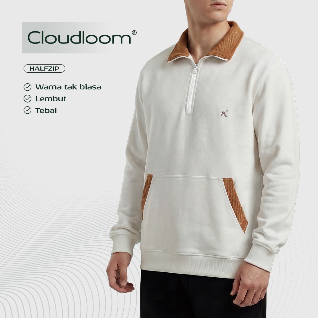 Kattoen - Cloudloom Twotone Half Zipper Broken White 280 Gsm