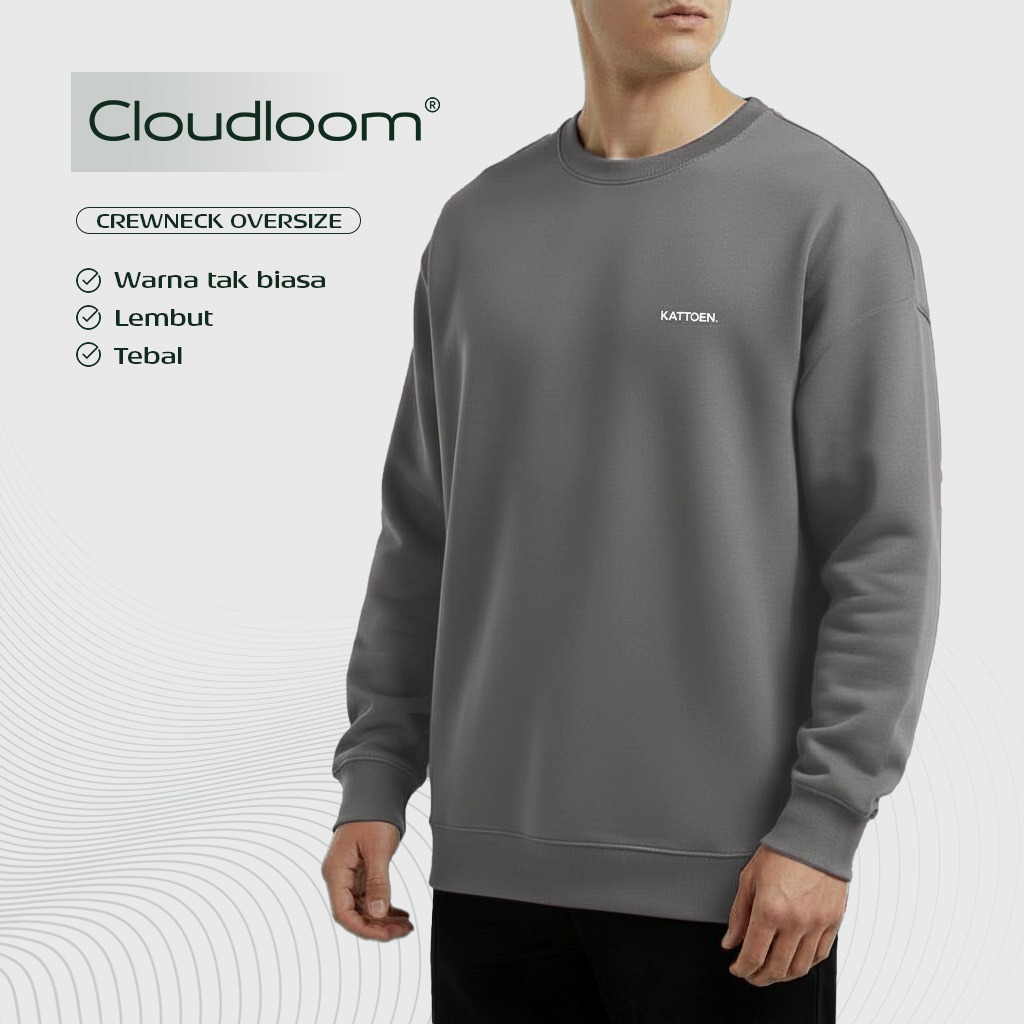 Kattoen - Cloudloom Crewneck Sweater Silva Grey - Abu-abu Muda 280 Gsm