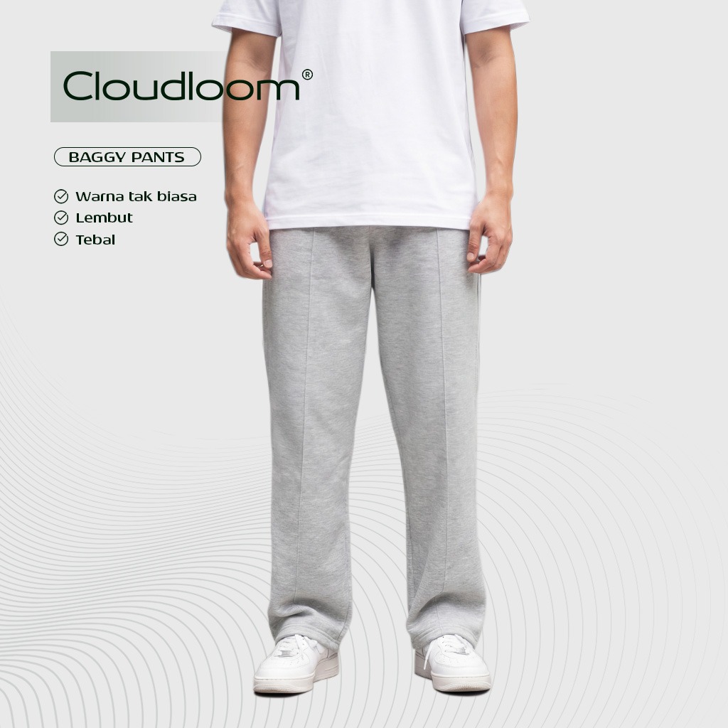 Kattoen - Cloudloom Fleece Baggy Pants Celana Panjang Loose Grey Misty 280 Gsm
