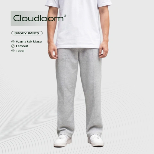 Image of Kattoen - Cloudloom Fleece Baggy Pants Celana Panjang Loose Grey Misty 280 Gsm