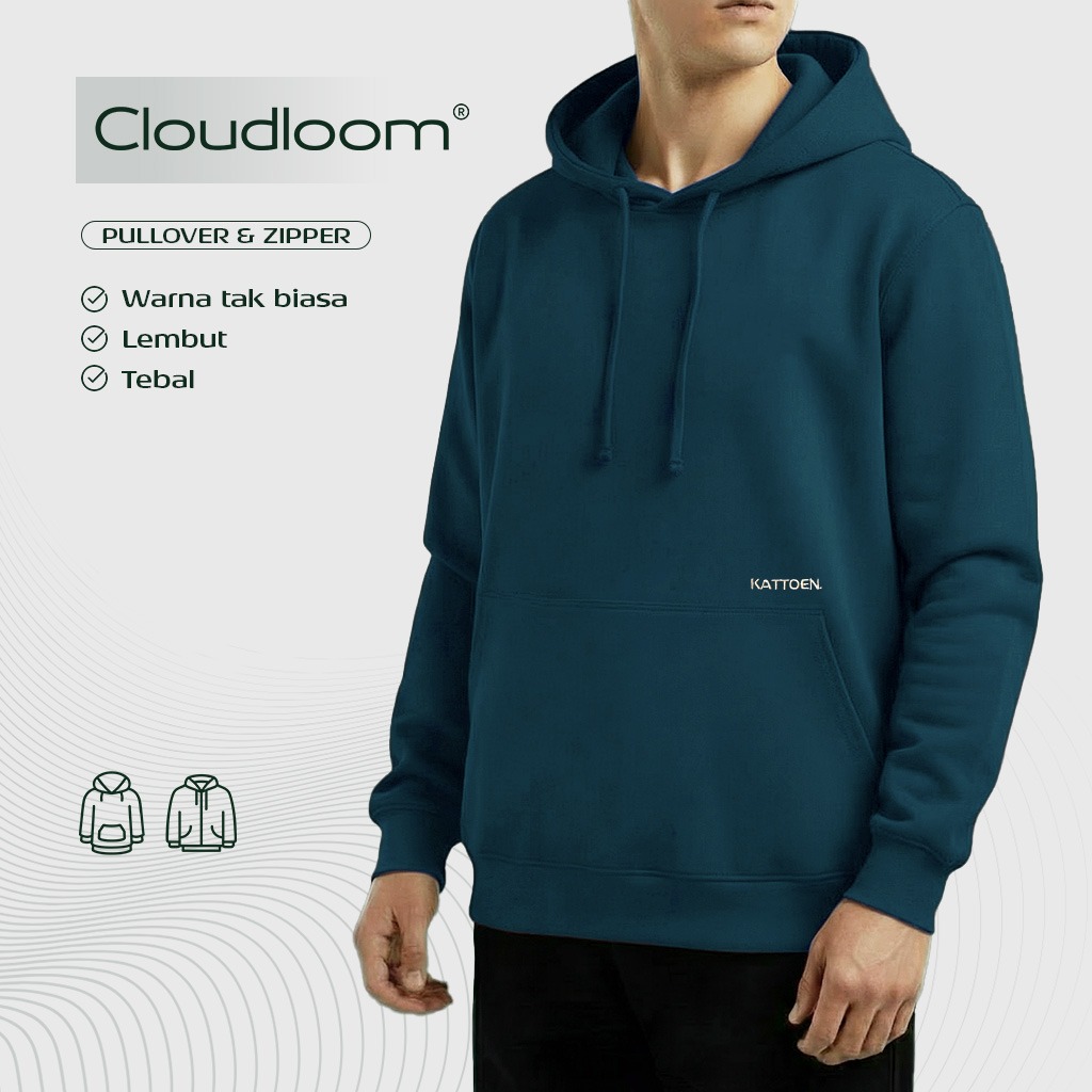 Kattoen - Cloudloom Jaket Jumper Hoodie Polos Brayton Dark Green - Hijau Tua 280 Gsm