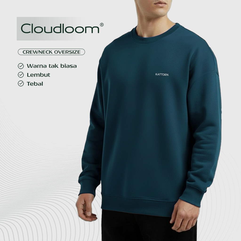 Kattoen - Cloudloom Crewneck Sweater Brayton Dark Green - Hijau Tua 280 Gsm