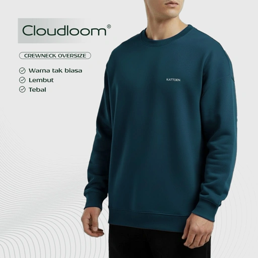 Image of Kattoen - Cloudloom Crewneck Sweater Brayton Dark Green - Hijau Tua 280 Gsm