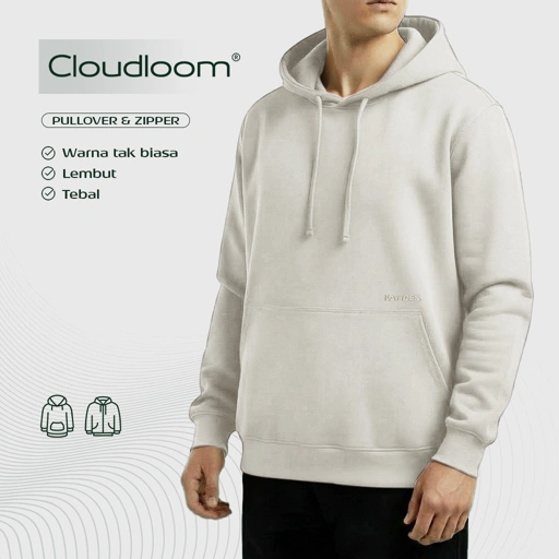 Image of Kattoen - Cloudloom Jaket Jumper Hoodie Polos Bone White - Putih Tulang 270 Gsm