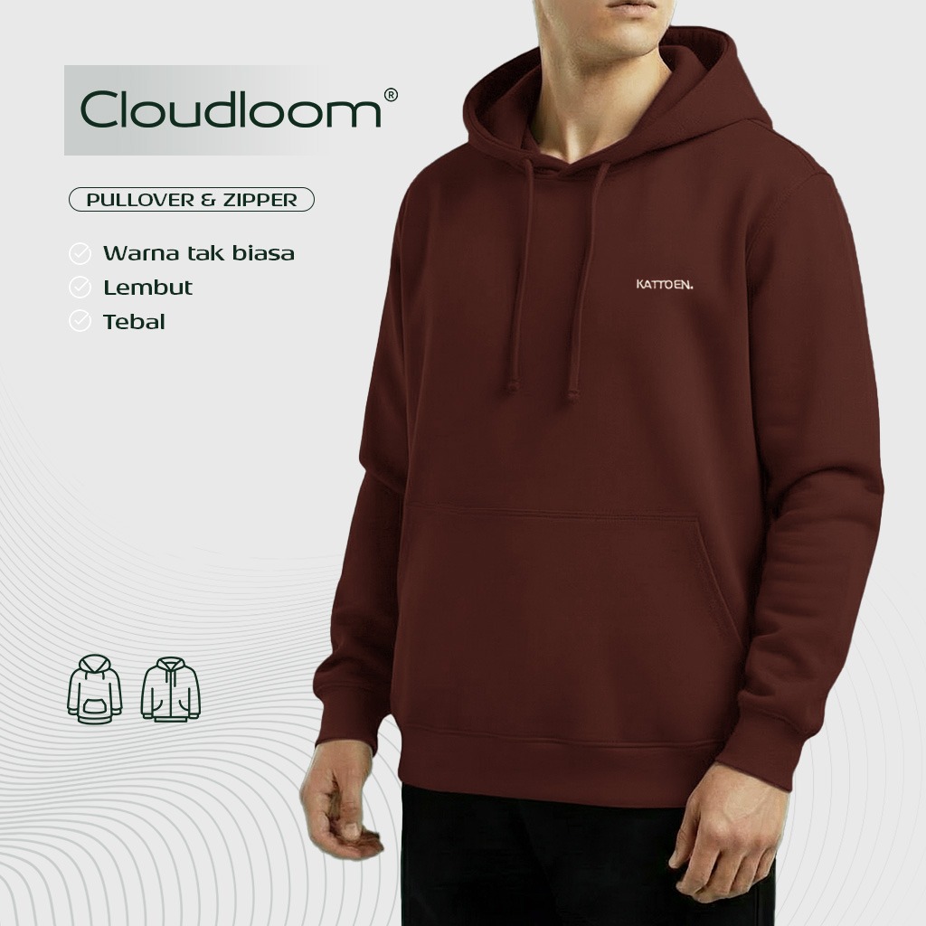 Kattoen - Cloudloom Jacket Jumper Hoodie Polos Rosewood Red Brown - Merah Coklat Tua 290 Gsm