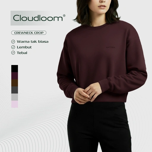 Image of Kattoen - Cloudloom Crop Crewneck Sweater Oversize Polos Series 290Gsm