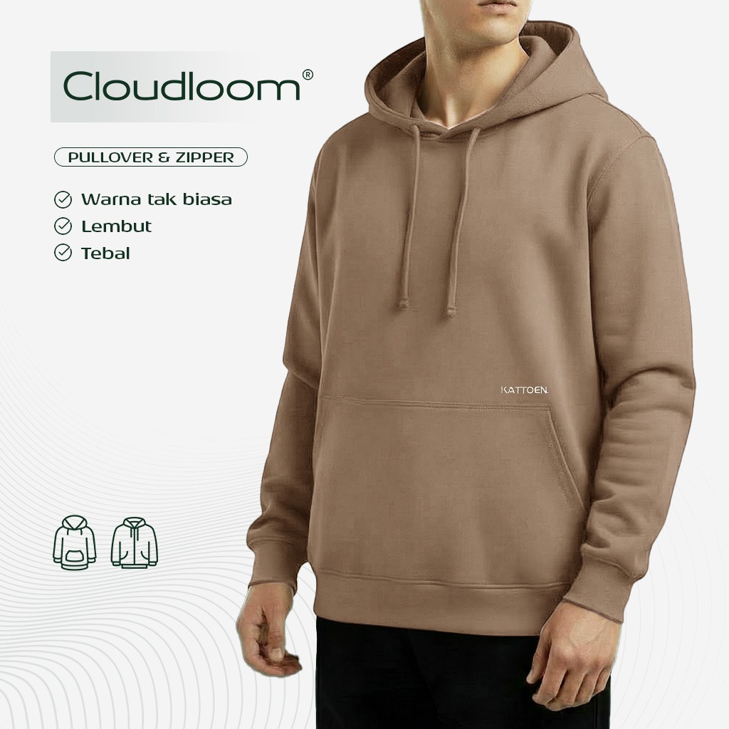 Kattoen - Cloudloom Jacket Jumper Hoodie Polos Tan Cream - Brown Cream Coklat Cream Muda 300 Gsm