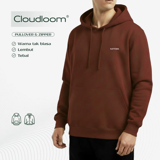 Image of Kattoen - Cloudloom Jaket Jumper Hoodie Polos Red Brick - Maerah Bata 300 Gsm