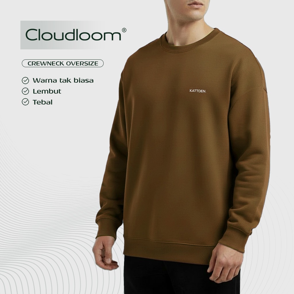Kattoen - Cloudloom Crewneck Sweater Caramel Brown - Coklat Tua 280 Gsm