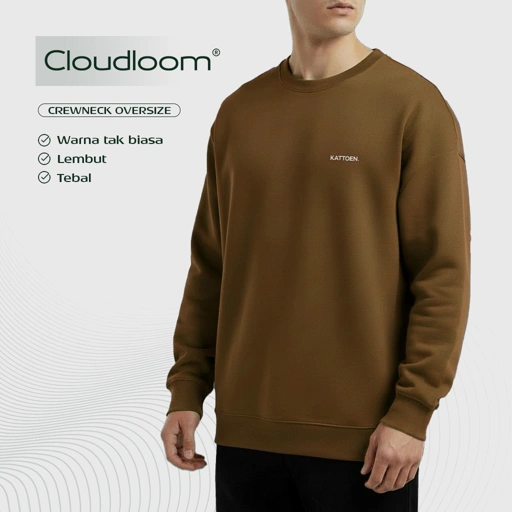 Image of Kattoen - Cloudloom Crewneck Sweater Caramel Brown - Coklat Tua 280 Gsm