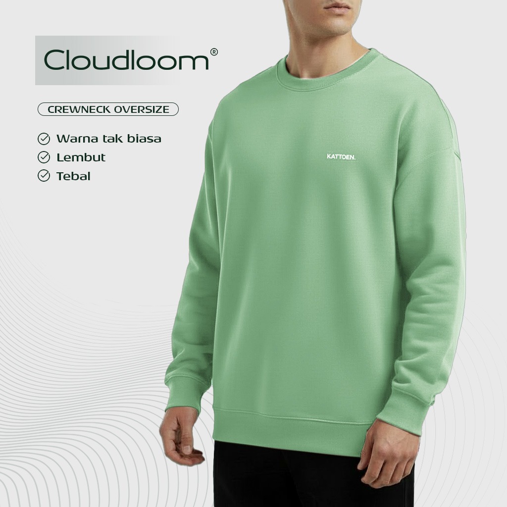 Kattoen - Cloudloom Crewneck Sweater Jade Green - Hijau Muda 280 Gsm