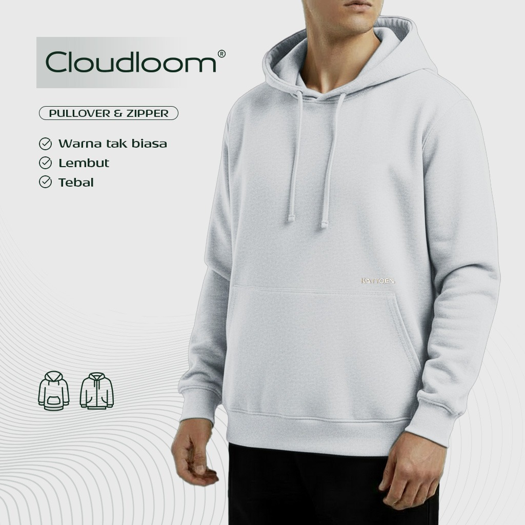 Kattoen - Cloudloom Jacket Jumper Hoodie Polos White Mist - Putih Misty 280 Gsm