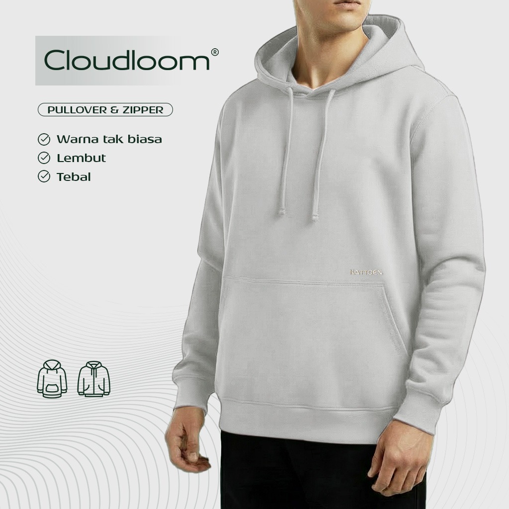Kattoen - Cloudloom Jacket Jumper Hoodie Polos Light Grey - Abu-Abu Muda 290 Gsm
