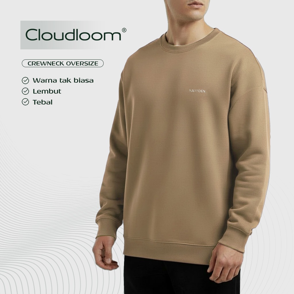 Kattoen - Cloudloom Crewneck Sweater Tan Cream Brown - Coklat Tan Cream Muda 280 Gsm