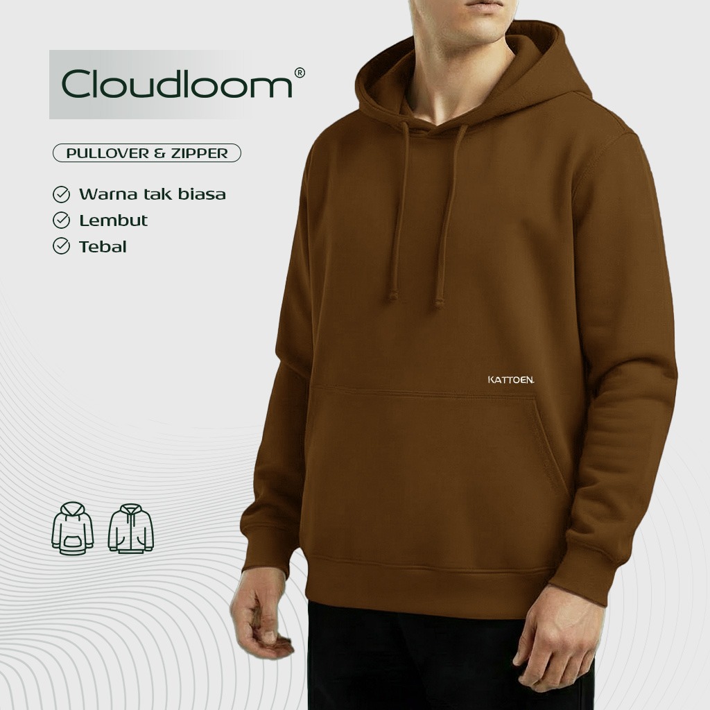 Kattoen - Cloudloom Jacket Jumper Hoodie Polos Caramel Brown - Coklat Tua 290 Gsm