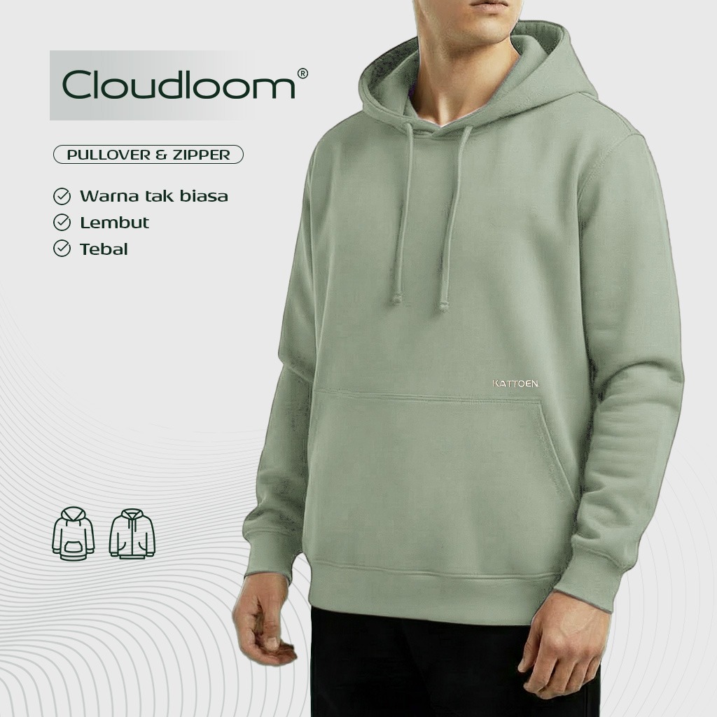 Kattoen - Cloudloom Jacket Jumper Hoodie Polos Light Sage Green - Hijau Muda 280 Gsm